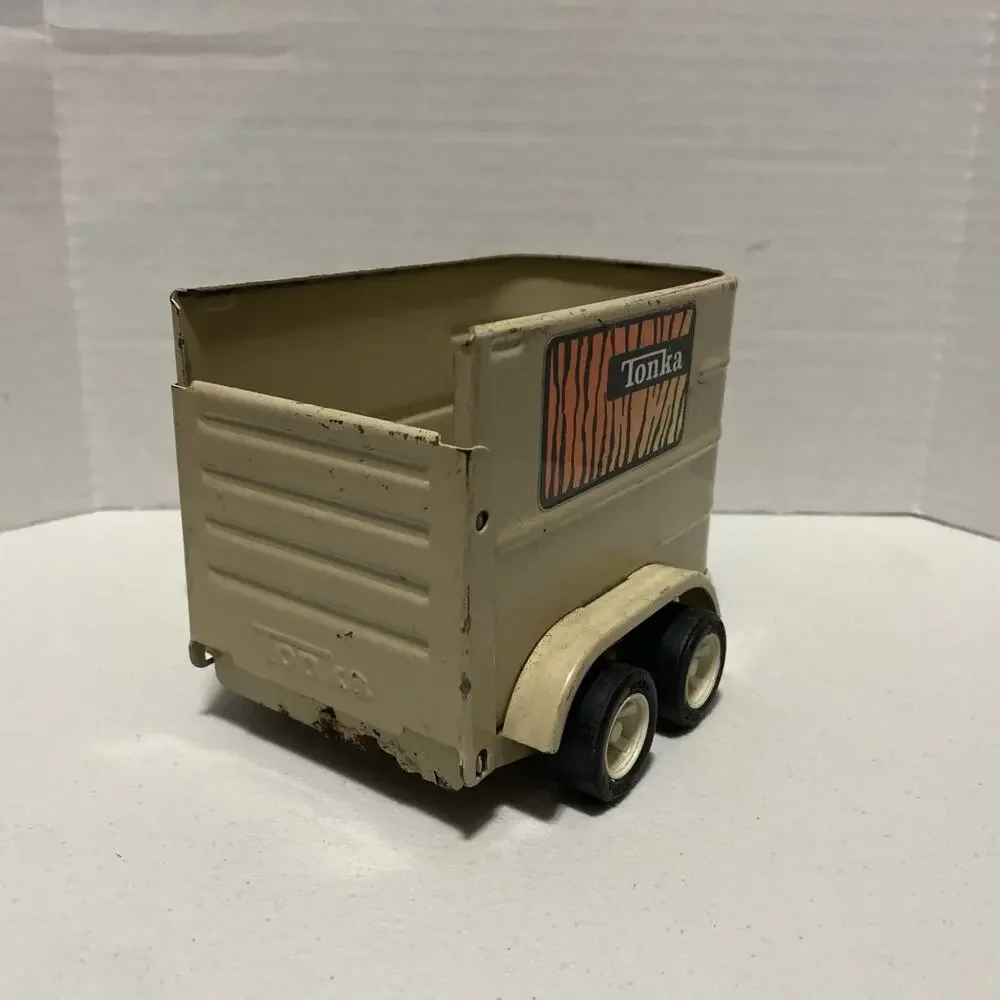Vintage Tonka Toys Press Steel Farm Horse Trailer Tiger Stripes